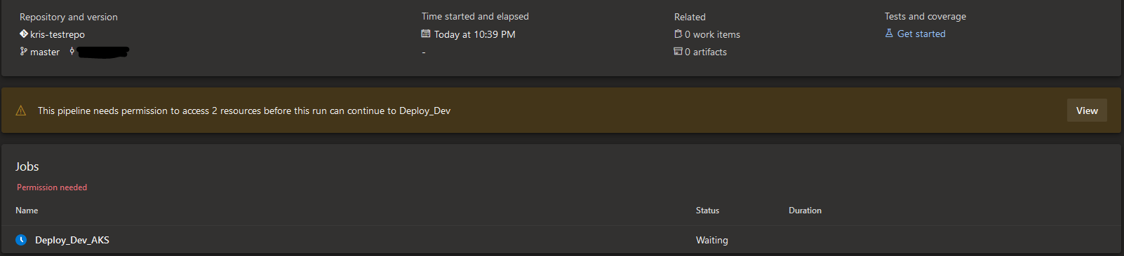 Azure Pipelines permission approval request