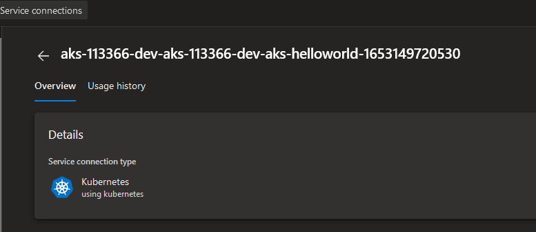 Azure DevOps service connection for new Kubernetes resource