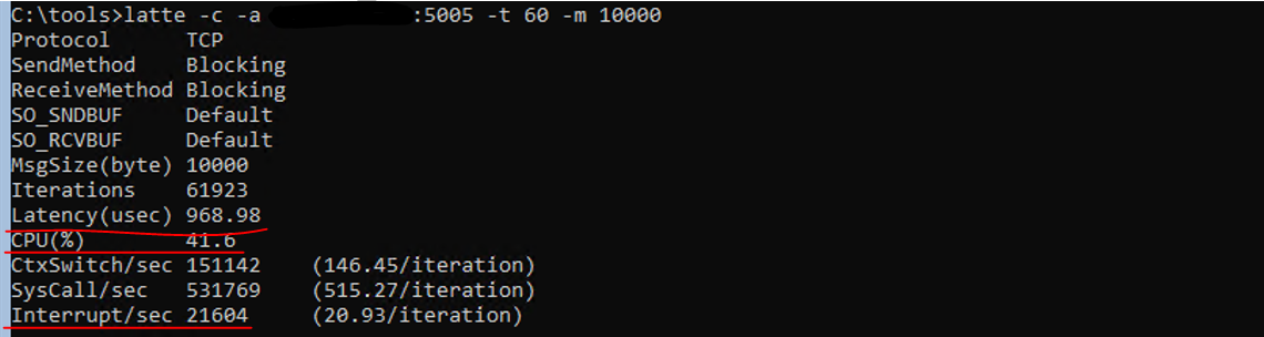 Latte test with larger messages without AN