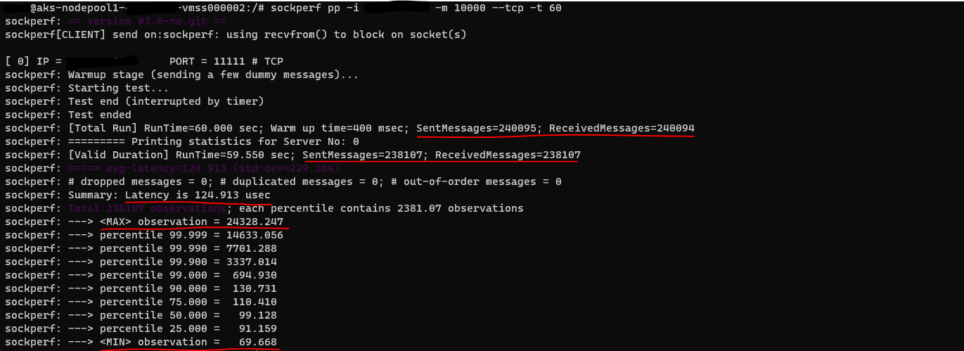 SockPerf Ping-Pong test with larger messages with AN