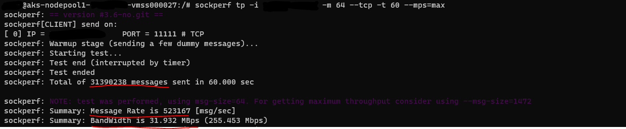 SockPerf Throughput test without AN