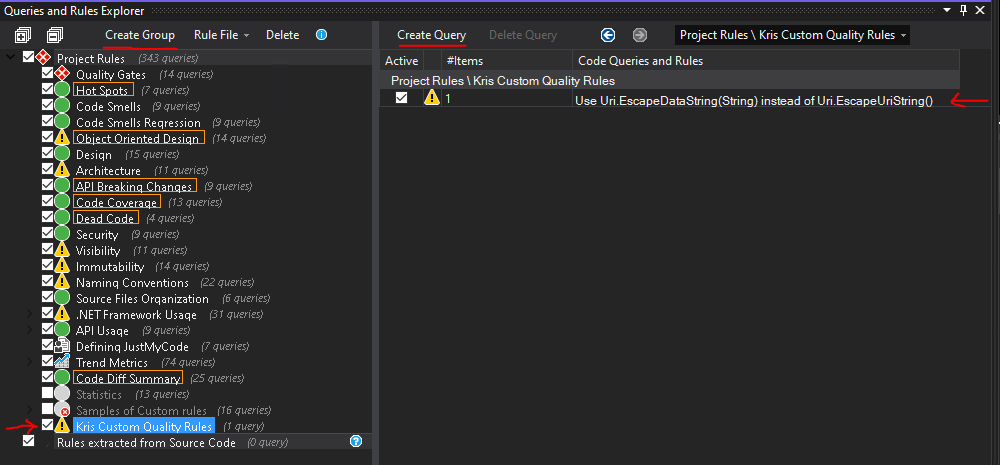 Screenshot of NDepend new rule creation