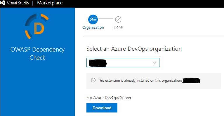 Screenshot for OWASP Dependency Check Azure DevOps extension